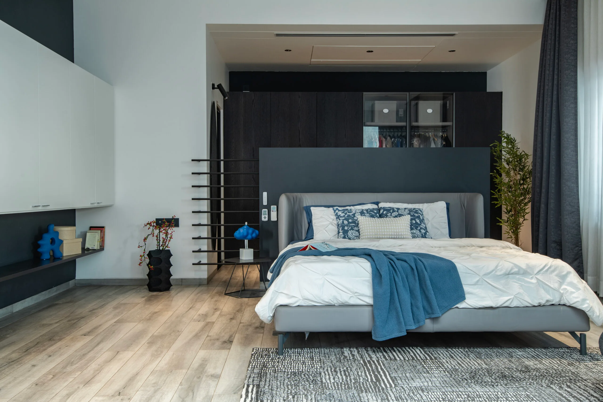 modern-bedroom-interiors-shree-siddhi-80x60-luxury-house-in-shimoga-6000sft-4BHK-home-terrace-garden-landscaped-pockets